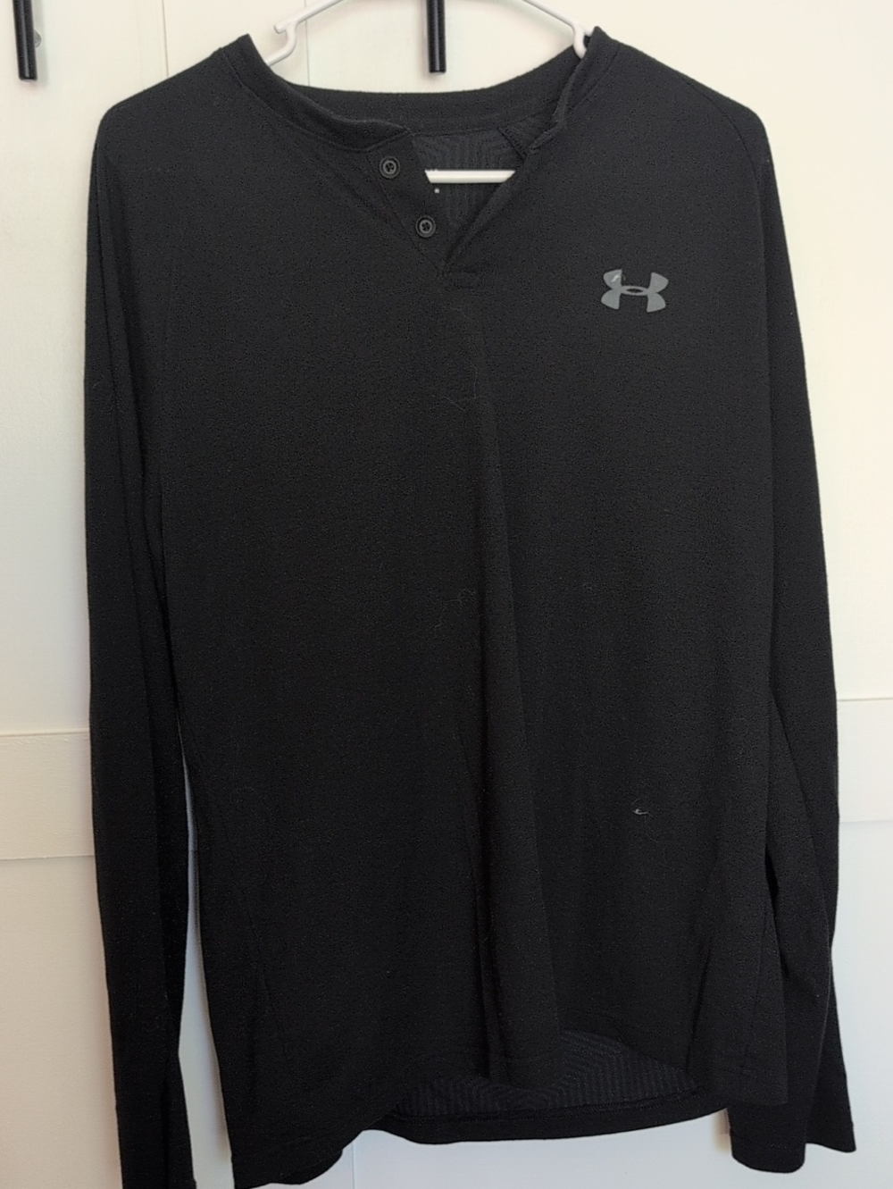Under Armour Black Long-Sleeve Henley with Logo